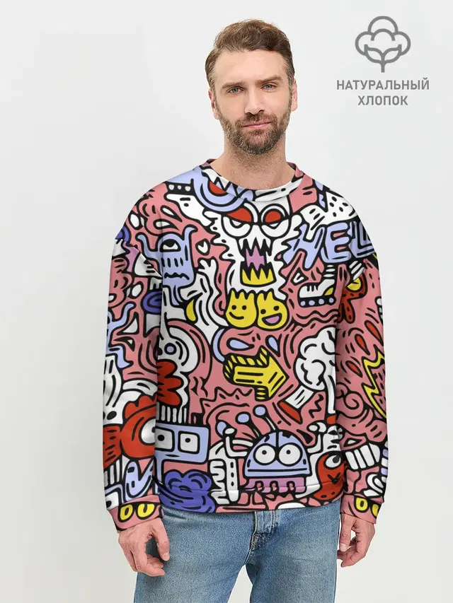 Мужской свитшот базовый с принтом «Pop Art — Tosh»
