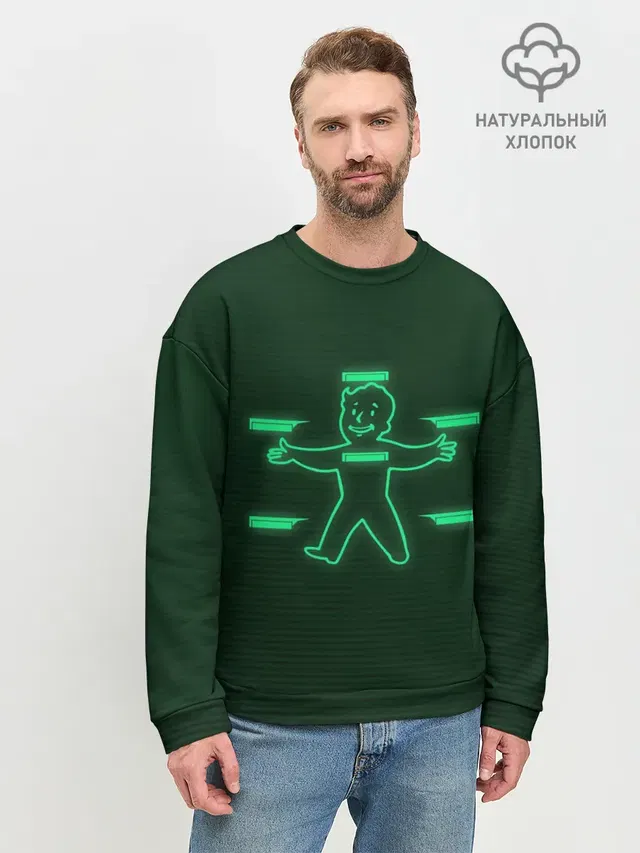 Мужской свитшот базовый с принтом «Vault-Boy HP»