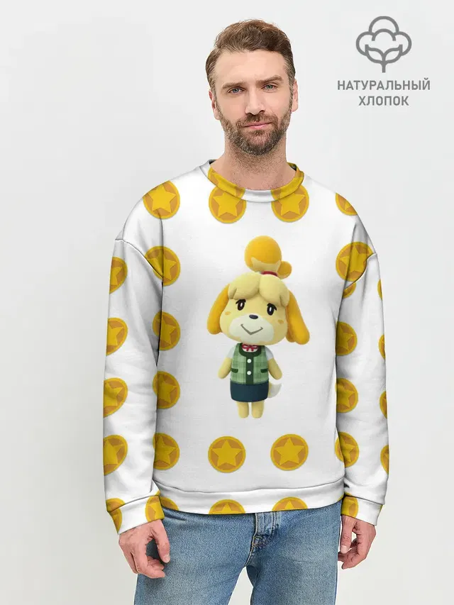 Мужской свитшот базовый с принтом «Animal crossing - Isabelle»