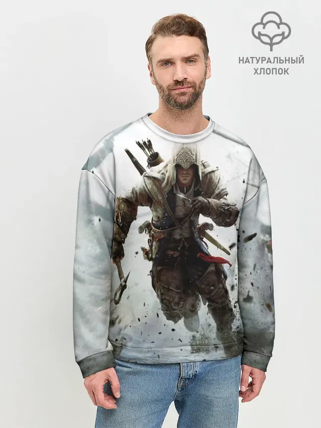 Мужской свитшот базовый с принтом «ASSASSINS CREED — Assassin’s Creed 3»