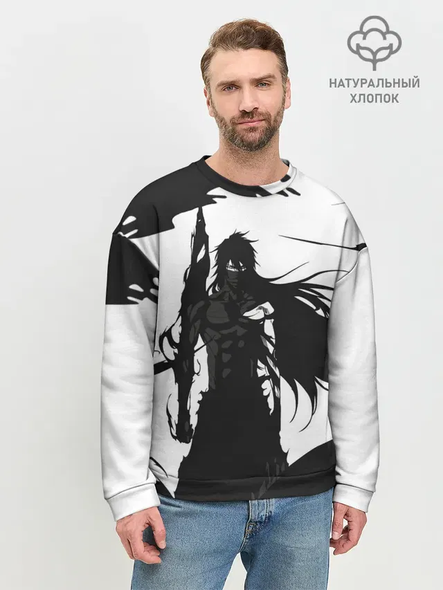 Мужской свитшот базовый с принтом «Bleach black & — Bleach black & white»