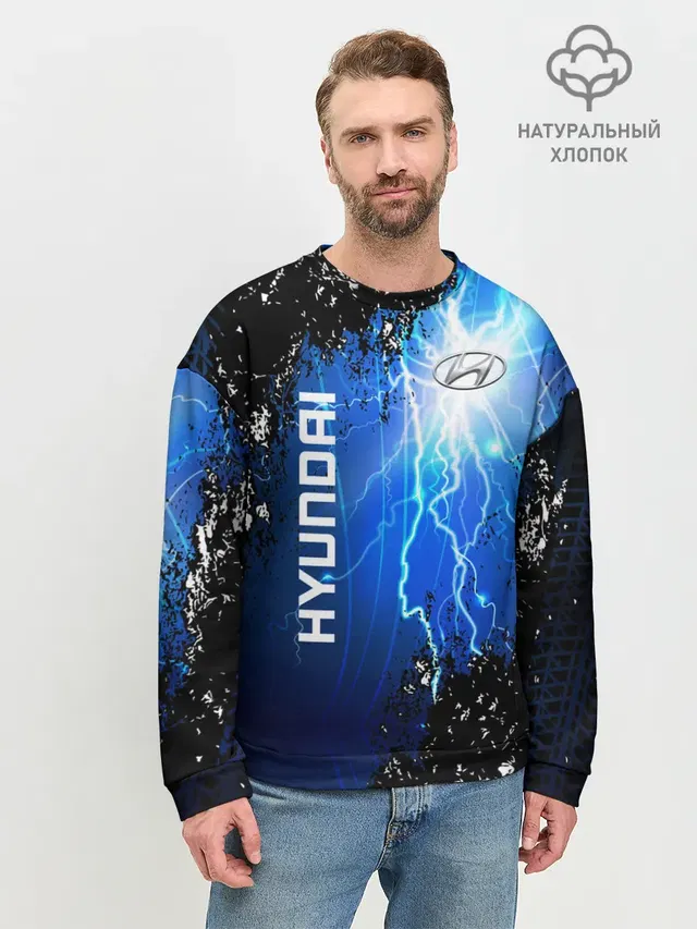 Мужской свитшот базовый с принтом «Hyundai»