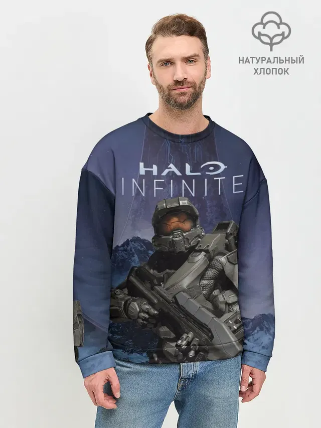 Мужской свитшот базовый с принтом «Halo Infinite»
