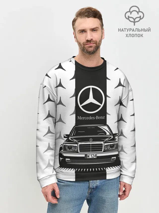 Мужской свитшот базовый с принтом «Merсedes — MERCEDES BENZ»