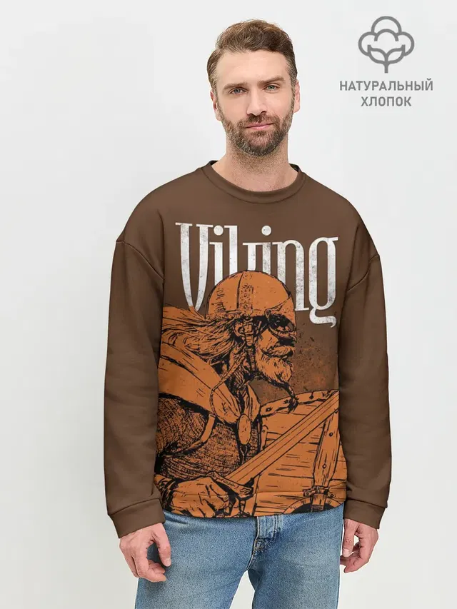 Мужской свитшот базовый с принтом «Valheim — Viking»
