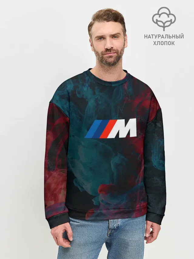 Мужской свитшот базовый с принтом «BMW — BMW M Power — БМВ М»