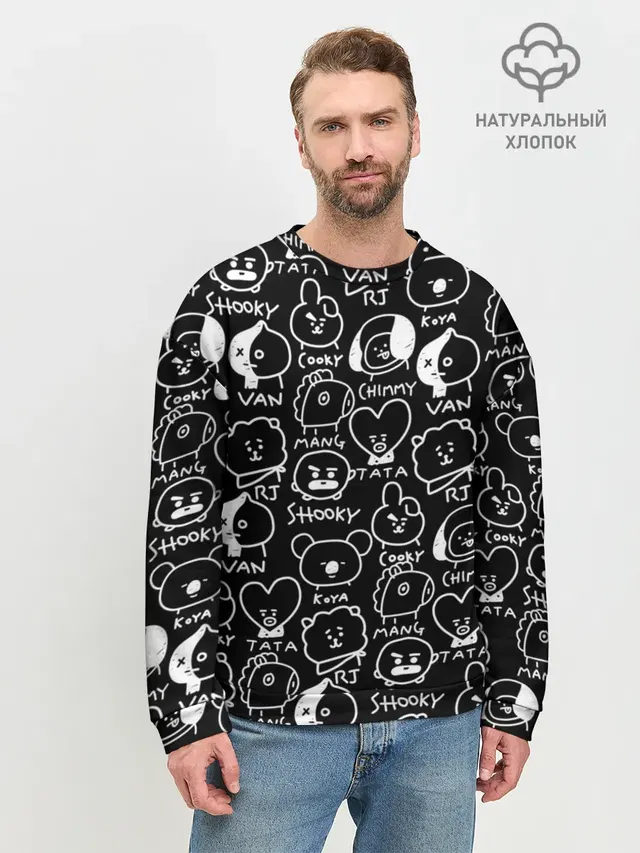 Мужской свитшот базовый с принтом «BTS — BT21»