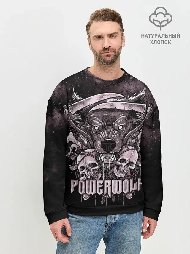 Мужской свитшот базовый с принтом «Wolf — Powerwolf»