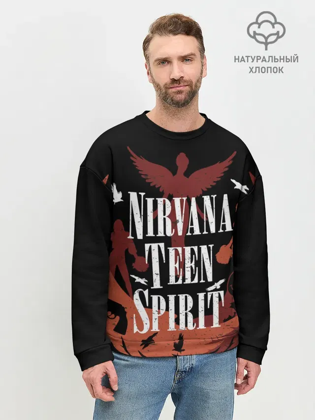 Мужской свитшот базовый с принтом «Nirvana Teen Spirit»