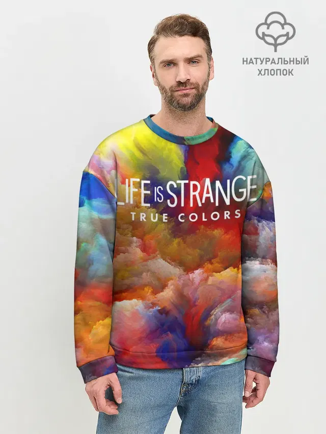 Мужской свитшот базовый с принтом «LiS True Colors — Life is Strange True Colors»