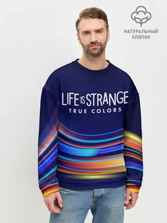 Мужской свитшот базовый с принтом «True Colors — Life is Strange: True Colors»