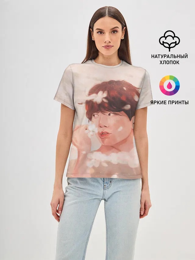 Женская базовая футболка с принтом «BTS — J-Hope ART»