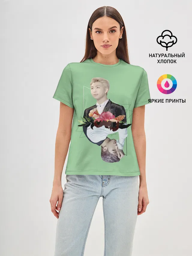 Женская базовая футболка с принтом «BTS — RM x J-Hope»