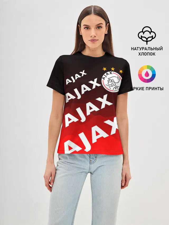 Женская базовая футболка с принтом «FC Ajax Amsterdam — ФК АЯКС»