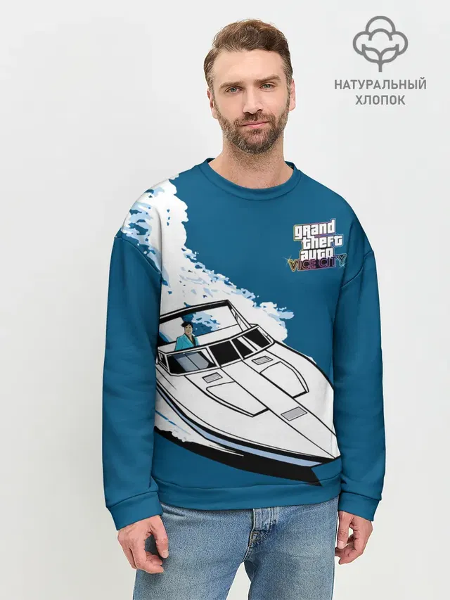 Мужской свитшот базовый с принтом «Tommy on board»