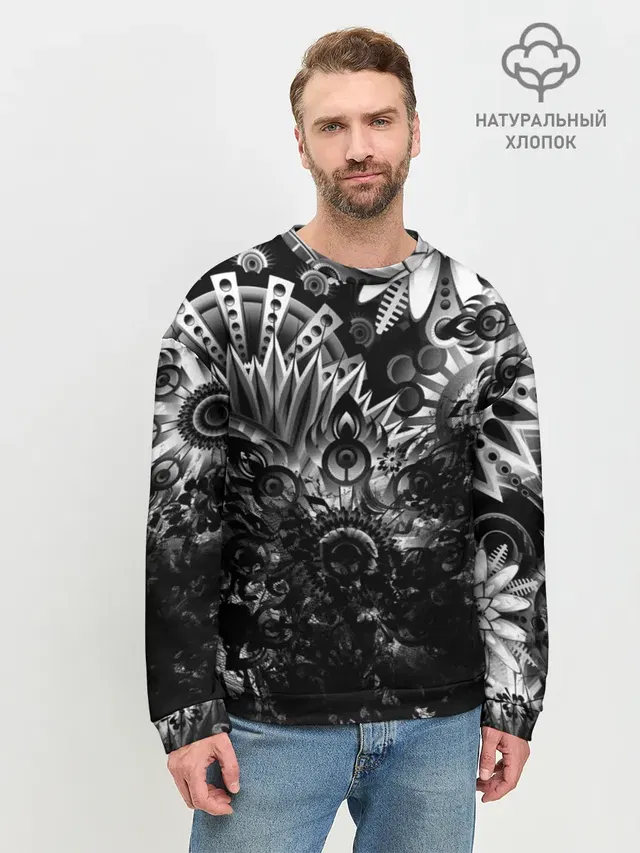Мужской свитшот базовый с принтом «Floral Pattern»