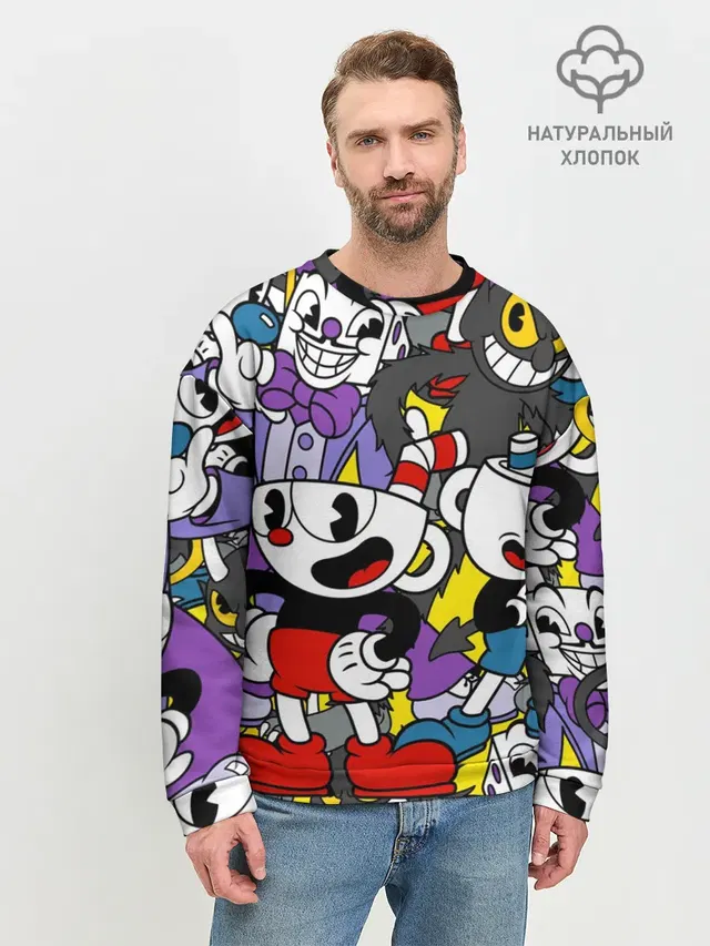 Мужской свитшот базовый с принтом «Mugman character»