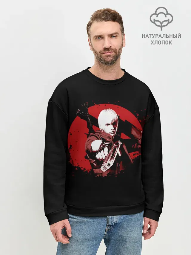 Мужской свитшот базовый с принтом «Devil May Cry — Кровавый Данте»