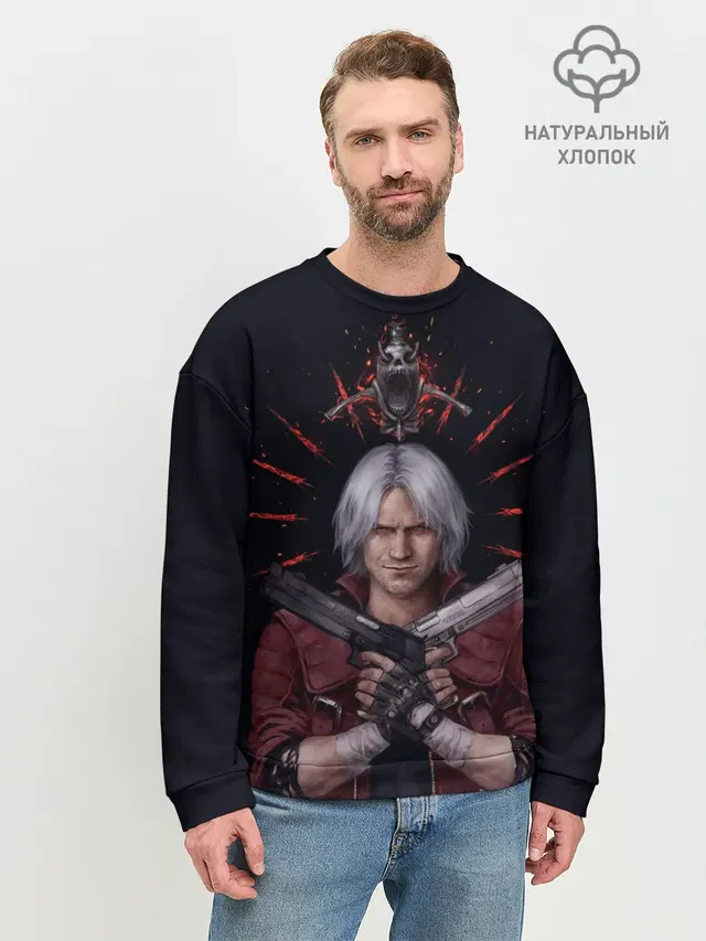 Мужской свитшот базовый с принтом «Devil May Cry — Saint Dante»