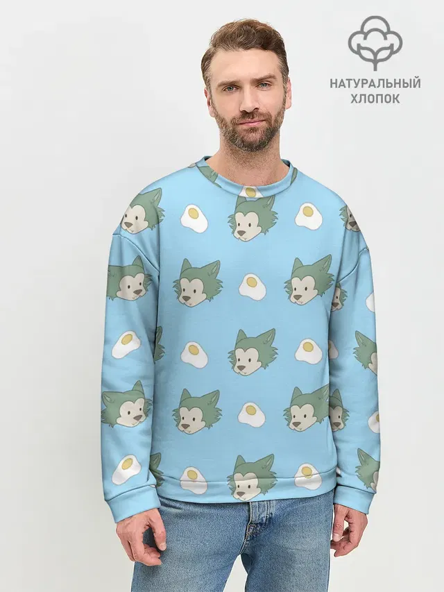 Мужской свитшот базовый с принтом «Beastars — Legosi pattern»