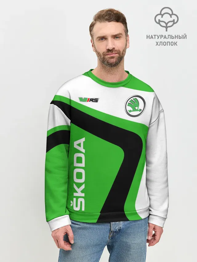 Мужской свитшот базовый с принтом «Skoda»