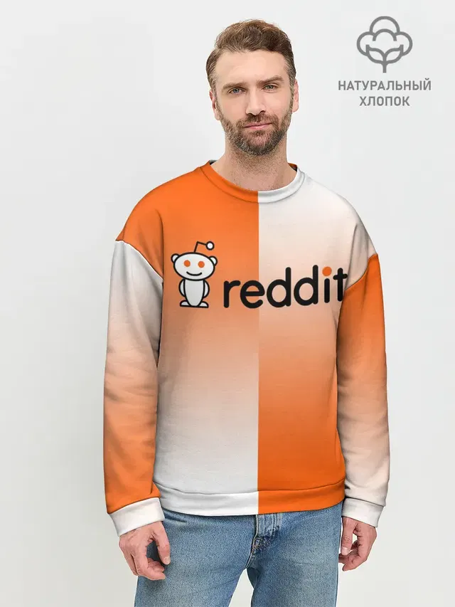 Мужской свитшот базовый с принтом «Социальные сети — REDDIT — РЕДДИТ — ГРАДИЕНТ»
