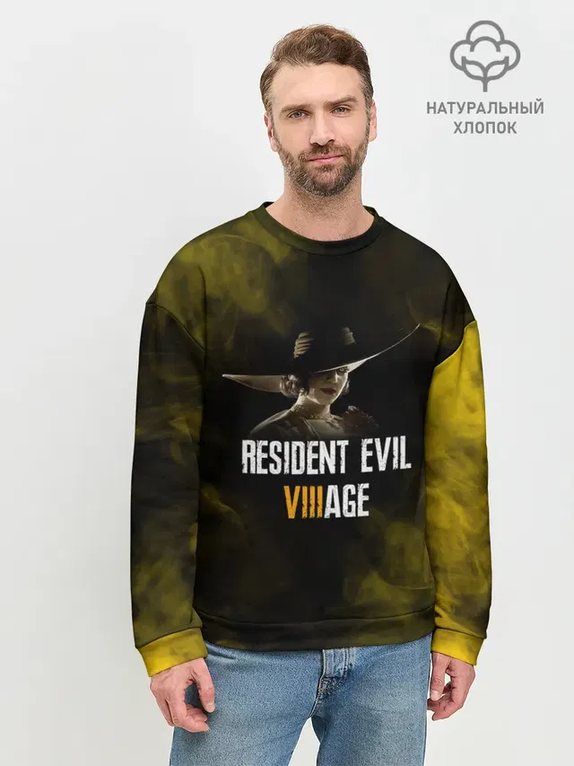 Мужской свитшот базовый с принтом «Lady Dimitrescu — RESIDENT EVIL VILLAGE»