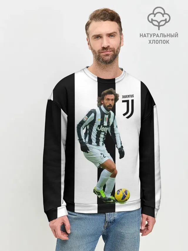 Мужской свитшот базовый с принтом «Ювентус — Andrea Pirlo»