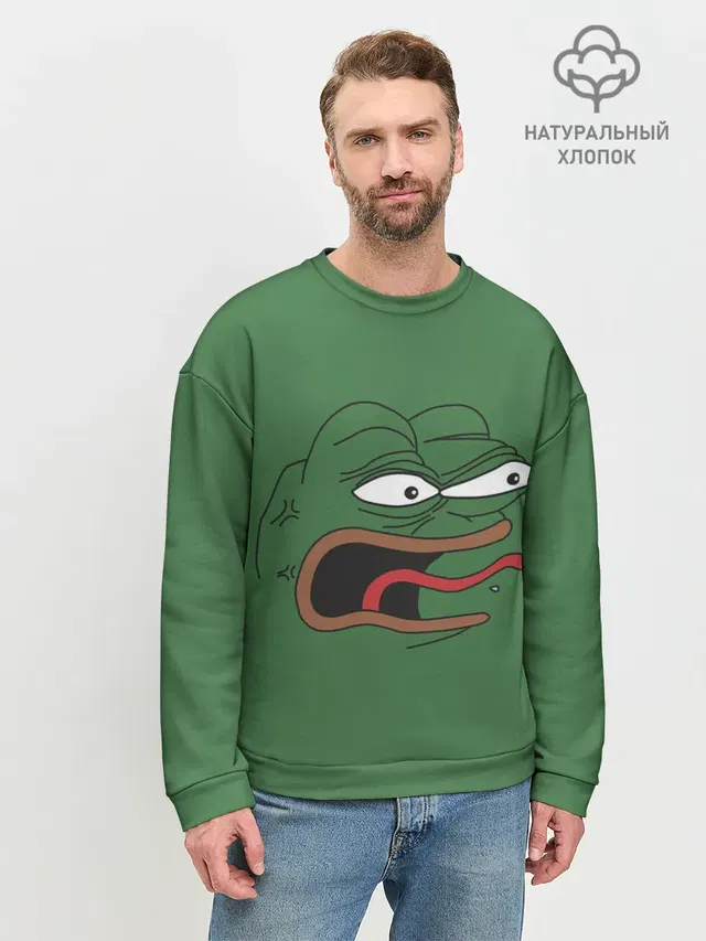 Мужской свитшот базовый с принтом «Pepe — Pepe skin»