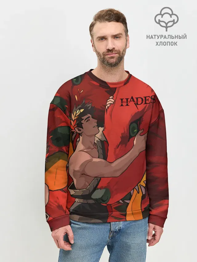 Мужской свитшот базовый с принтом «Cerberus — Hades Zagreus»