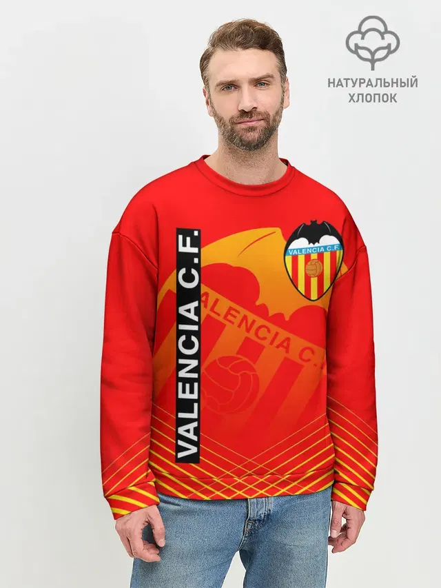 Мужской свитшот базовый с принтом «Valencia — FC VALENCIA — ФК ВАЛЕНСИЯ»
