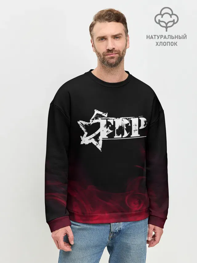 Мужской свитшот базовый с принтом «5Fdp RED Smoke»