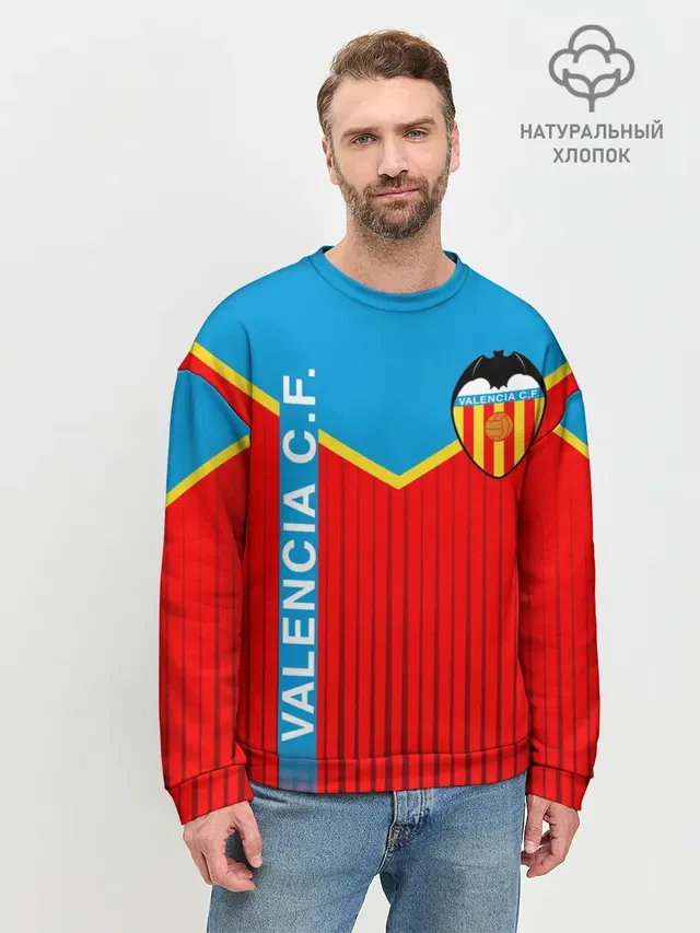 Мужской свитшот базовый с принтом «Valencia — FC VALENCIA — ФК ВАЛЕНСИЯ»