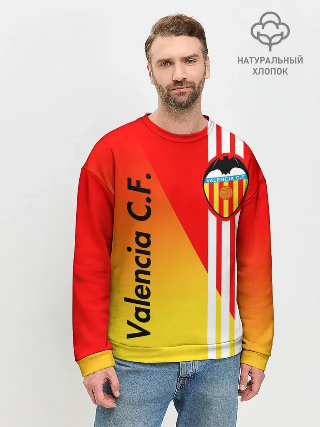 Мужской свитшот базовый с принтом «Valencia — FC VALENCIA — ФК ВАЛЕНСИЯ»