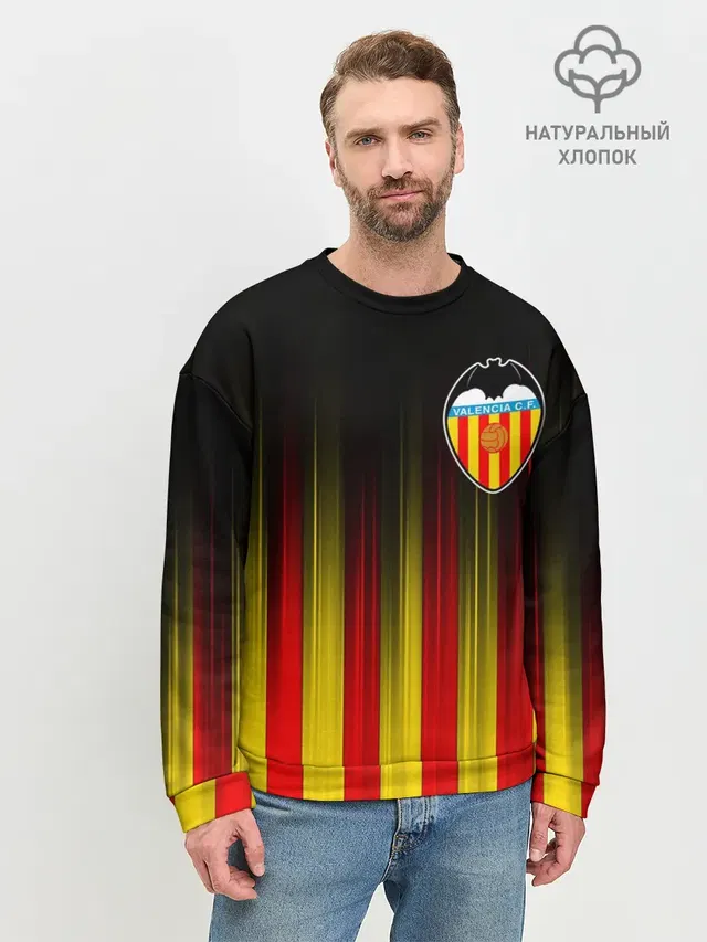 Мужской свитшот базовый с принтом «Valencia — FC VALENCIA — ФК ВАЛЕНСИЯ»