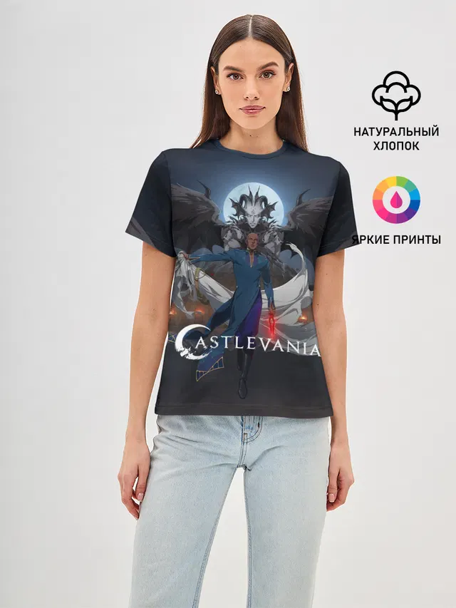 Женская базовая футболка с принтом «Castlevania Исаак»