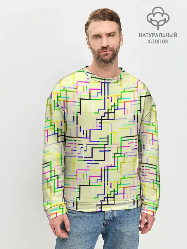 Мужской свитшот базовый с принтом «Геометрия — Geometric Color»