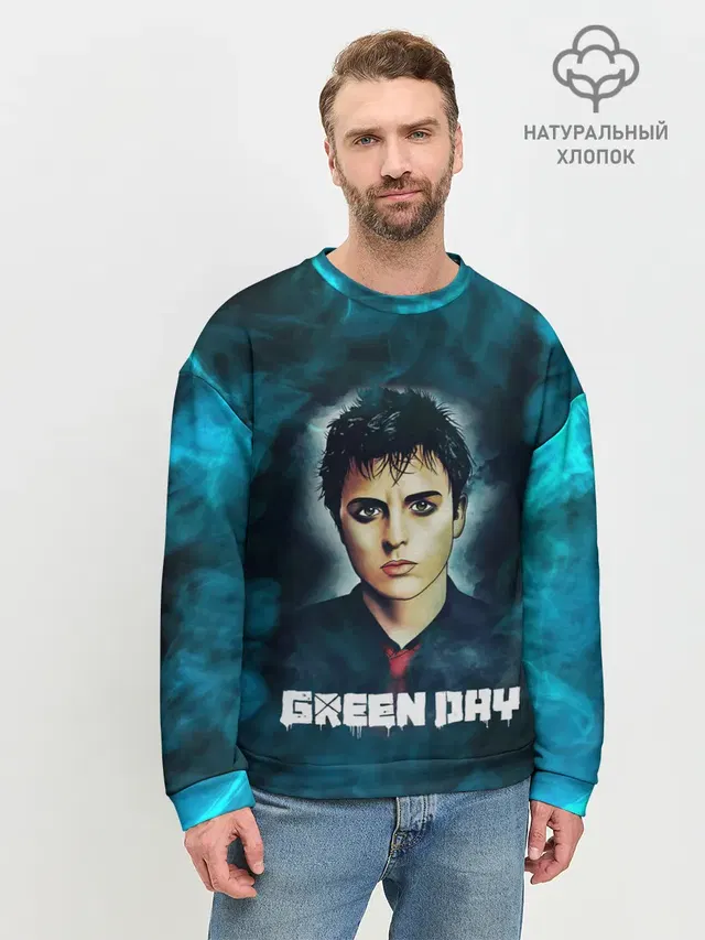 Мужской свитшот базовый с принтом «Green Day — Billie — ГринДай»