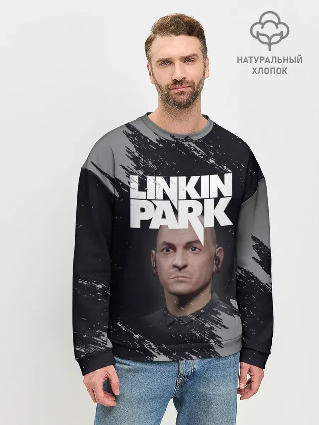 Мужской свитшот базовый с принтом «Linkin Park — ЧЕСТЕР»