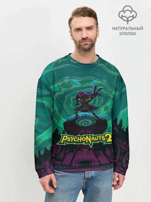 Мужской свитшот базовый с принтом «PsychoNauts 2 Рас»