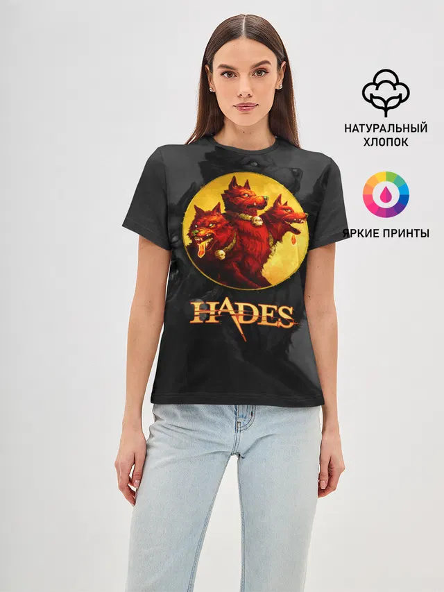 Женская базовая футболка с принтом «Hades — Hades wolf»