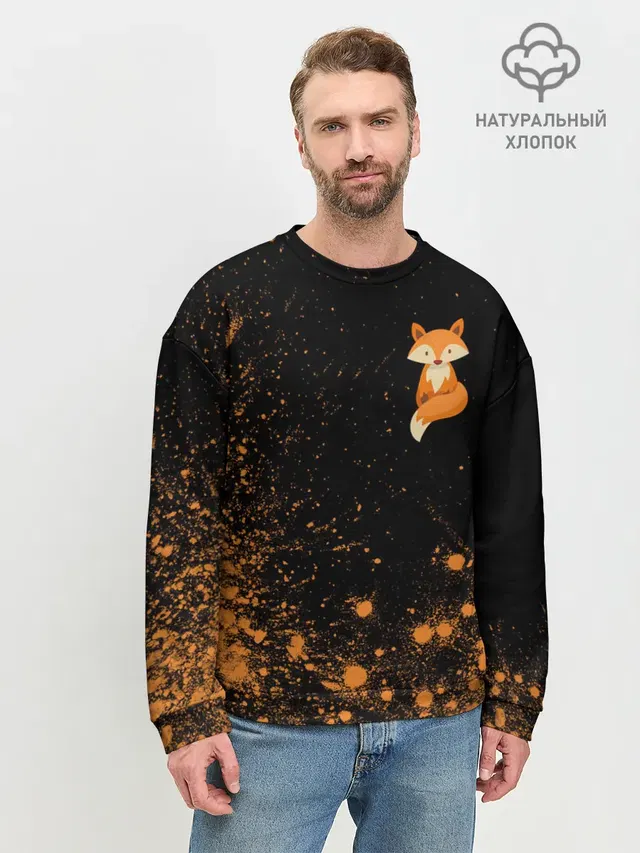 Мужской свитшот базовый с принтом «Лисы — Foxy - Paint»