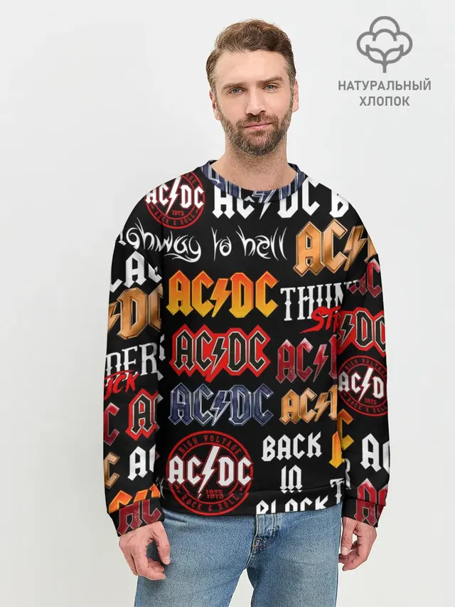 Мужской свитшот базовый с принтом «AC/DC — AC DC LOGOBOMBING»