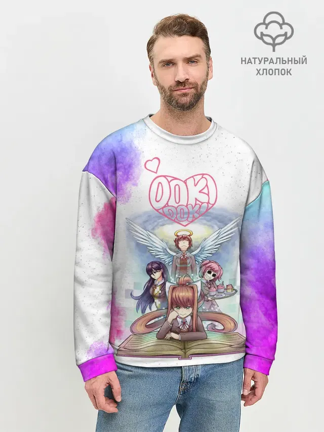 Мужской свитшот базовый с принтом «Doki Doki Literature Club — Doki Doki — Доки Доки»