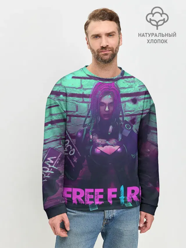 Мужской свитшот базовый с принтом «Moco — FREE FIRE»