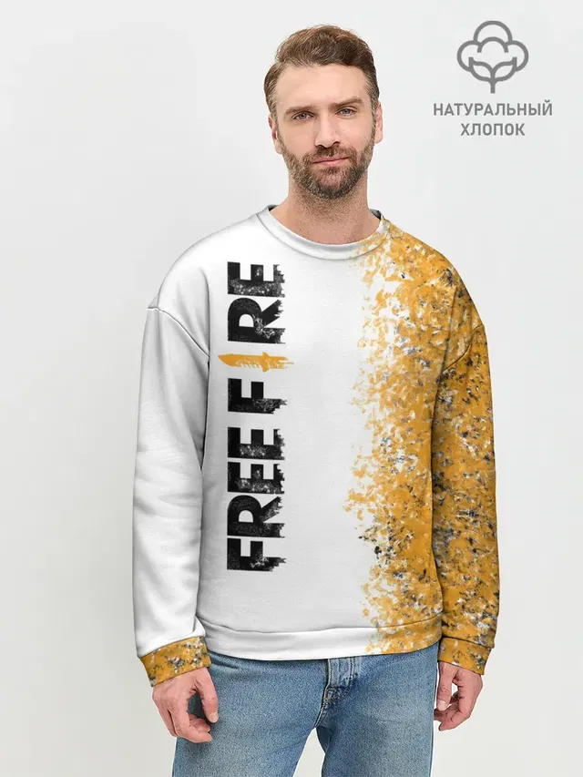 Мужской свитшот базовый с принтом «Grunge texture — FREE FIRE»
