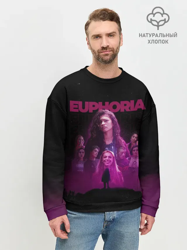 Мужской свитшот базовый с принтом «Euphoria team»