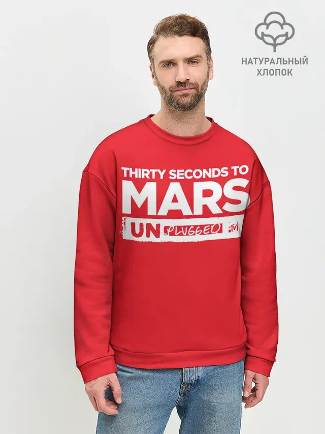 Мужской свитшот базовый с принтом «30 Seconds to Mars — Thirty Seconds to Mars UN PLUGGED»