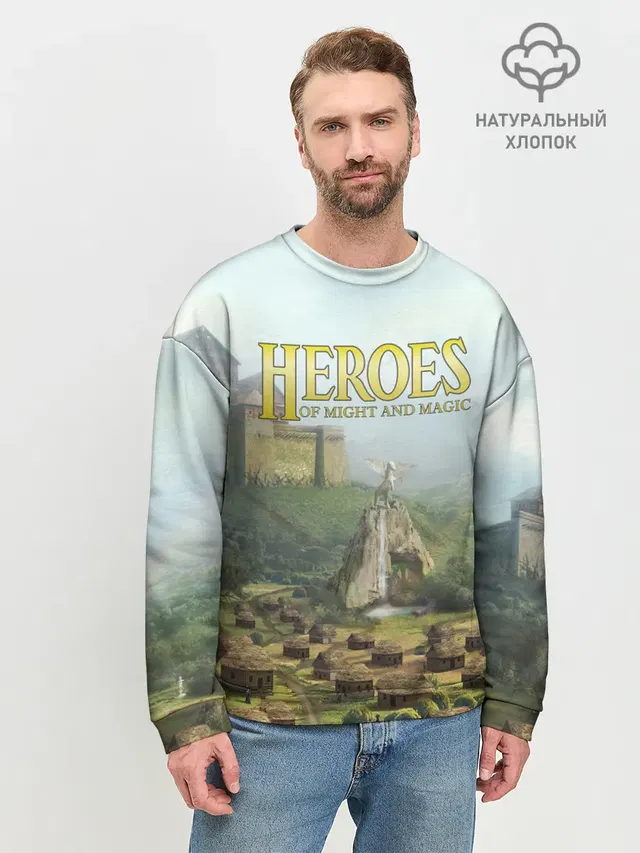 Мужской свитшот базовый с принтом «Rampart — Оплот — Heroes of Might and Magic 3»