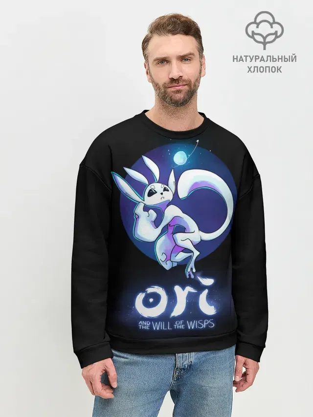 Мужской свитшот базовый с принтом «Ori and the will of the wisps»